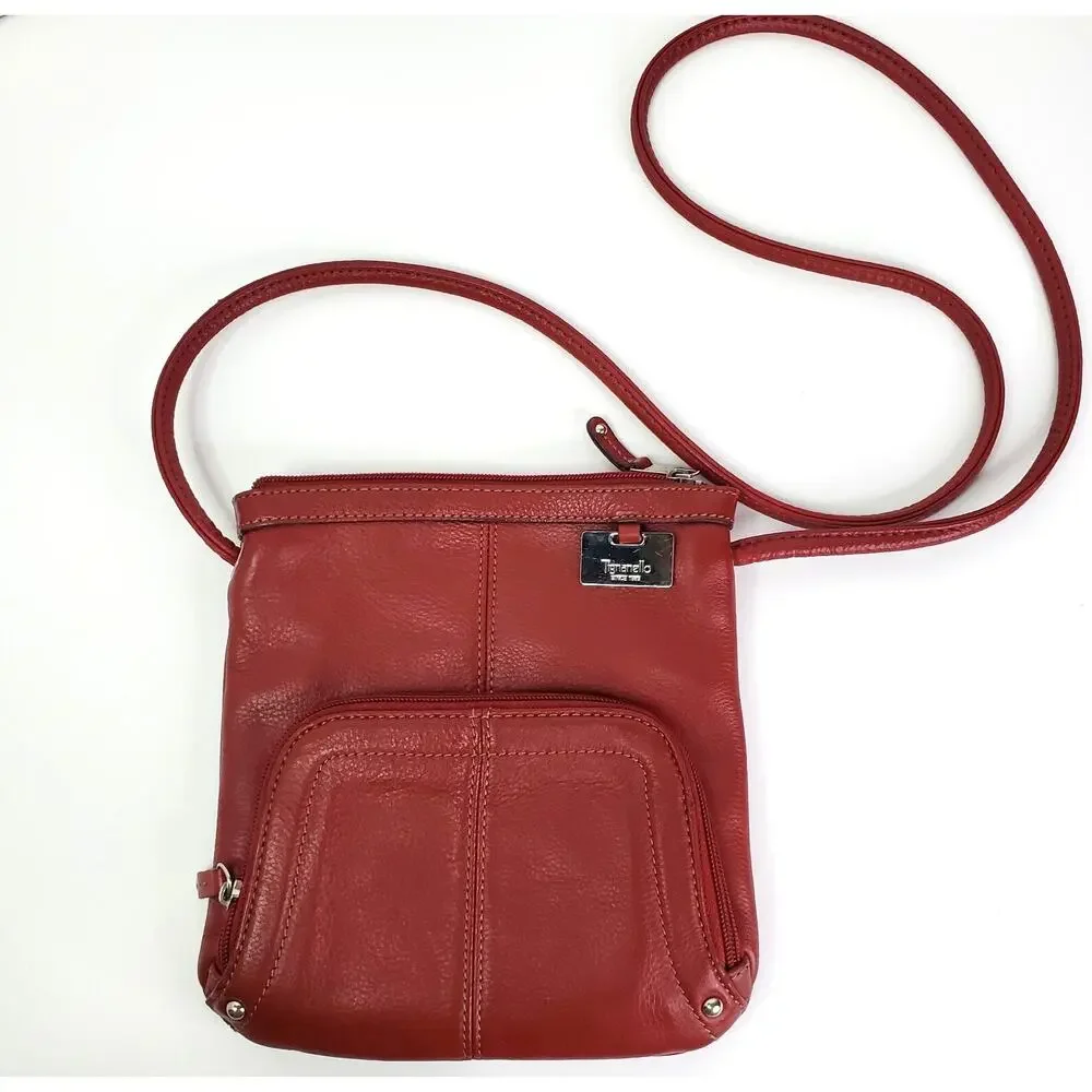 Tignanello Crossbody Handbag Women Red Small Purse Shoulder Bag